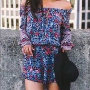 American Eagle Boho Floral Long Sleeve Romper
